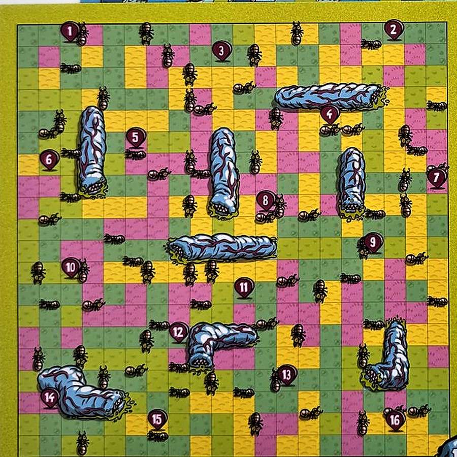 A Kitchen Rally map board with numbered checkpoints